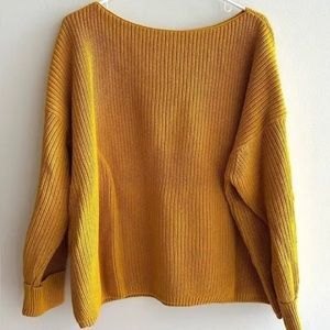 French Connection | Women’s Mustard Yellow Long Sleeve Boatneck Knit Sweater